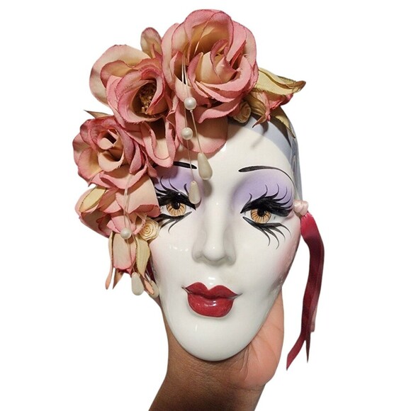 Kathleen H. Thomas Hand Painted Ceramic Face Mask Decoration - Picture 3 of 9